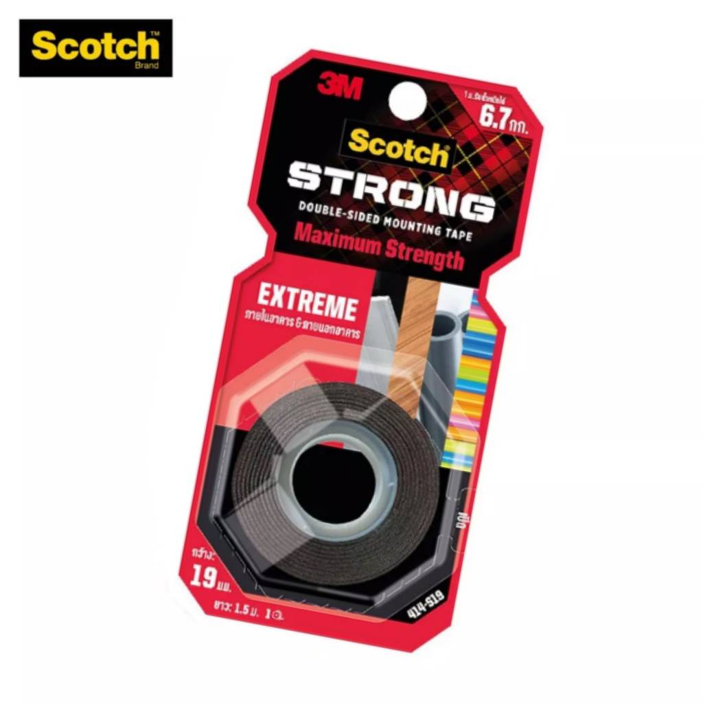 เทปกาวสองหน้า 3M Scotch Extreme Mounting Tape 414 S19 ขนาด 19มม.x1.5ม. เทปกาวสองหน้าแรงยึดติดสูง จำน