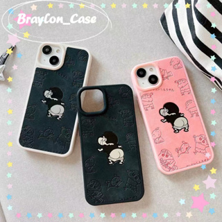 🌷Braylon🌷ขอบเต็ม ป้องกันการหล่น iphone 11 14 pro max การ์ตูน เครยอนชินจัง รุ่นคู่ สีชมพู สีดำ case for iPhone 12 13