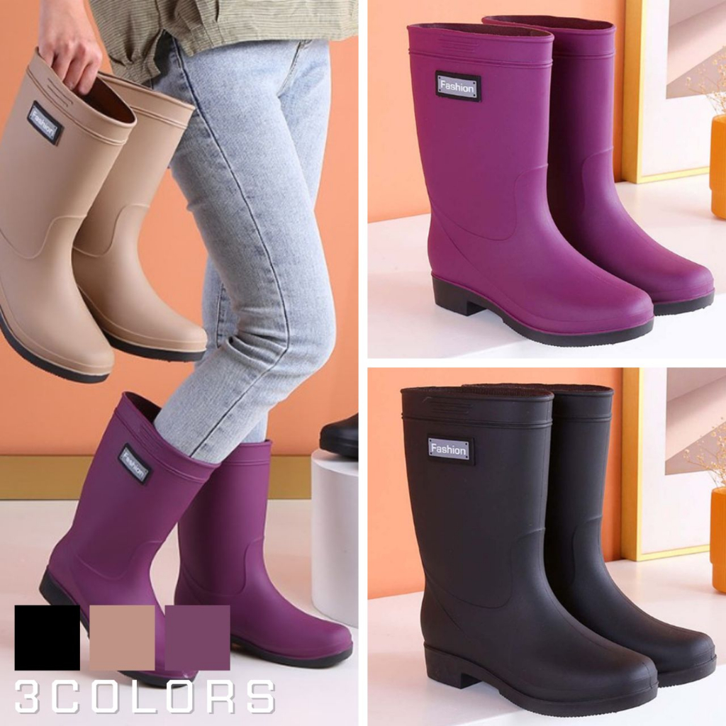 WS ส่งไวสวยดีถูก รองเท้าบูทยาง พื้นหนา 3 สี เบอร์ 36-41