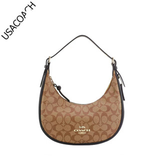 Bailey 27 Vintage Print Zip Closure Coated Canvas &amp; Pebbled Leather Armpit Bag Handle Shoulder Bag