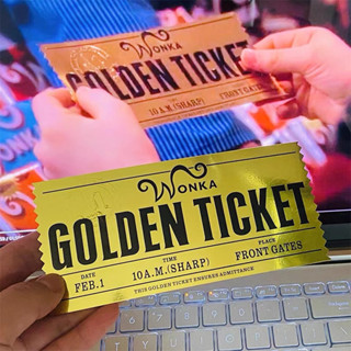 ✨🍫 𝐖𝐨𝐧𝐤𝐚 𝐆𝐨𝐥𝐝𝐞𝐧 𝐓𝐢𝐜𝐤𝐞𝐭 🎟 ตั๋วเข้าชมโรงงานช็อคโกแลต Willy Wonka วิลลี่ ว็องก้า ของสะสม Movie Props