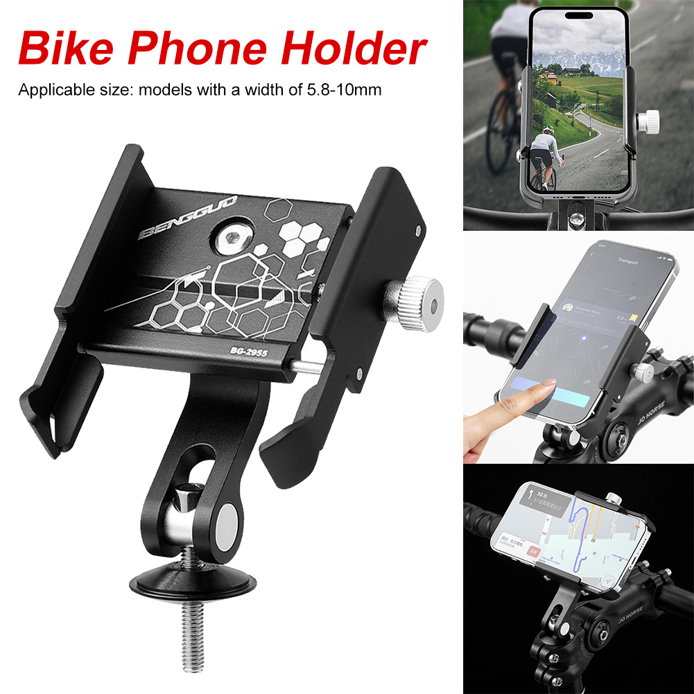 ผู้ถือโทรศัพท์จักรยาน อัลลอยอลูมิเนียมที่ปรับได้ Front Fork Phone Mount Anti Shake Bike Navigation 3.5-7.2in Phones