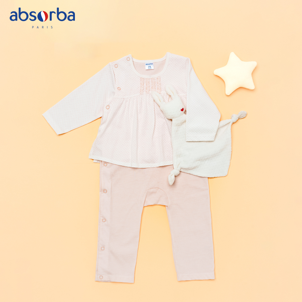 แอ็บซอร์บา  ชุดหมียาว สำหรับเด็กแรกเกิด - 3 เดือน สีชมพู คอลเลคชั่น Bebe Pastel