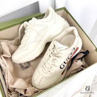 GUCCI SNEAKER 39 WHITE LOGO BEAR CALF