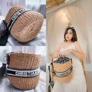 🌸ทรงถัง Hiend🌸กระเป๋า wicker bucket bag กระเป๋าสานทรงถัง