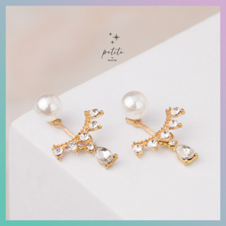 [petite by PRAKYRE] Vega Earring - ต่างหูมุก ทับหลังประดับเพชร แบบเกาหลี