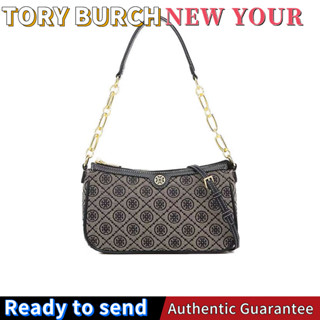 พร้อมส่ง🌟แท้ 💯%Tory burch กระเป๋าสะพายสุภาพสตรี Jacquard คลาสสิก, กระเป๋าใต้วงแขน, กระเป๋าไพ่นกกระจอก