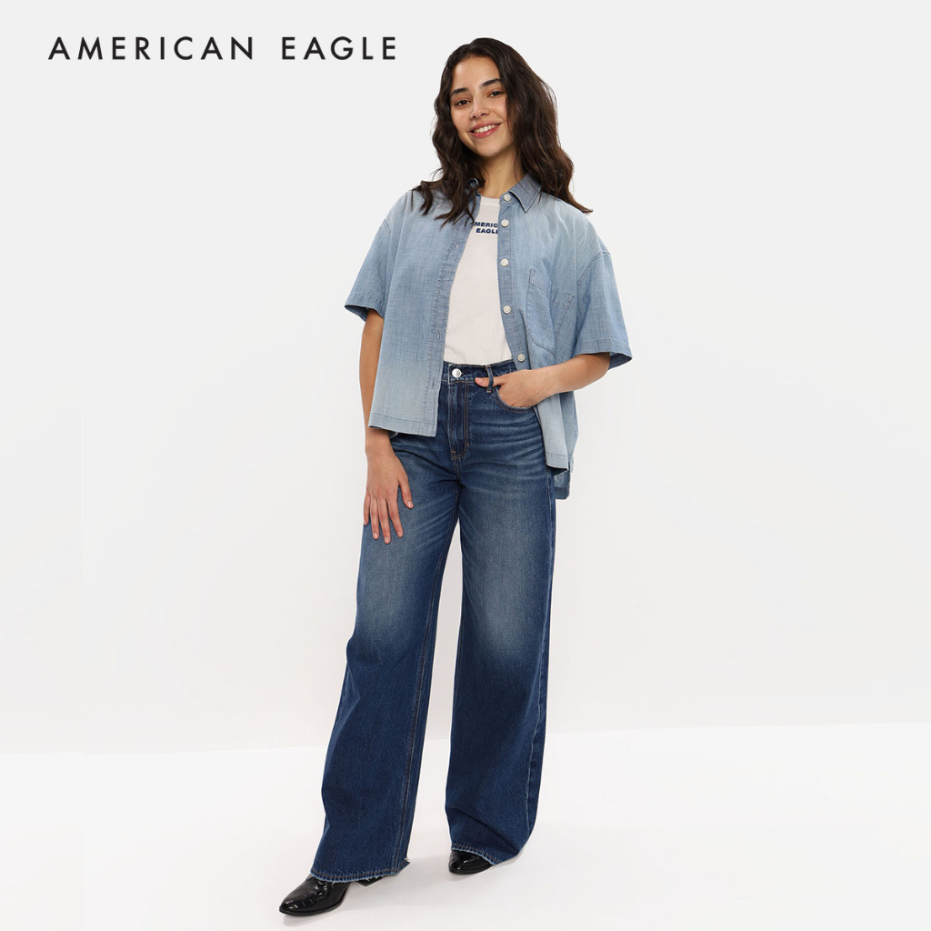 American Eagle Super High-Waisted Baggy Wide-Leg Jean กางเกง ยีนส์ ผู้หญิง แบ็กกี้ ไวด์เลก เอวสูง (WWI 043-4648-896)