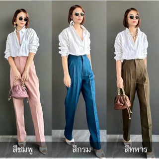 HAPPY SLIM LINEN PANTS 🌈🌈🌈  กางเกงผ้าลินินผสมคอตตอน เอวสูง ทรงดีทรงสวย ลูกค้าหลายๆท่าน ติดใจความใส่สบาย