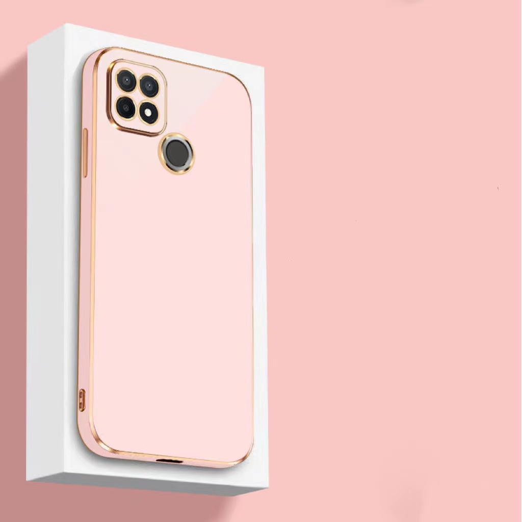 เคส TPU สีพื้น ขอบทองเงา แบบนิ่ม สำหรับรุ่น realme C21y C25y C12 C15 C25 ฝาหลังสวย น่ารัก 1-3วันได้รับของ