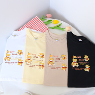 ✅พร้อมส่ง เสื้อครอป คอตตอน 100% สกรีนลาย cute bear เสื้อยืดครอป Cotton