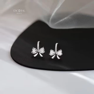 ESCOBAL ต่างหูเงินแท้ Rhinestone Bow จี้เพชร Moissanite ต่างหูโบว์ประดับเพชร ต่างหูแฟชั่น วาเลนไทน์