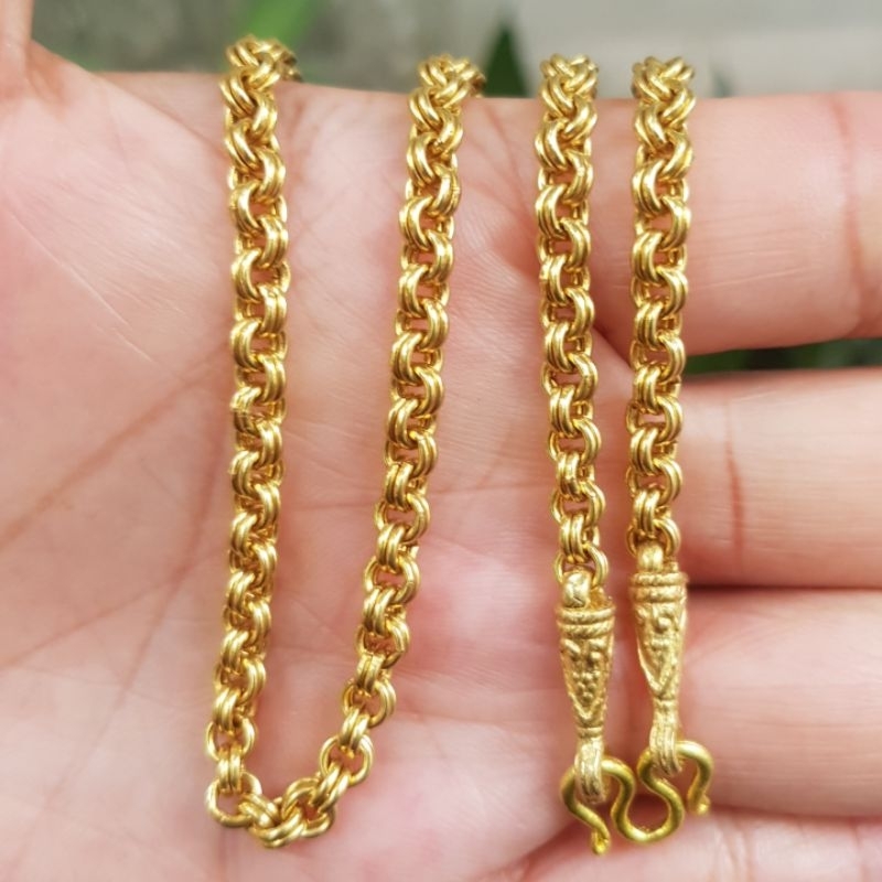 สร้อยคอทองเหลืองแท้ขนาด2บาท ลายห่วงคู่  ยาว18,20,24นิ้ว รวมตะขอ โปรดอ่านรายละเอียดก่อนสั่งซื้อจะได้ไม่เกิดปัญหาภายหลัง