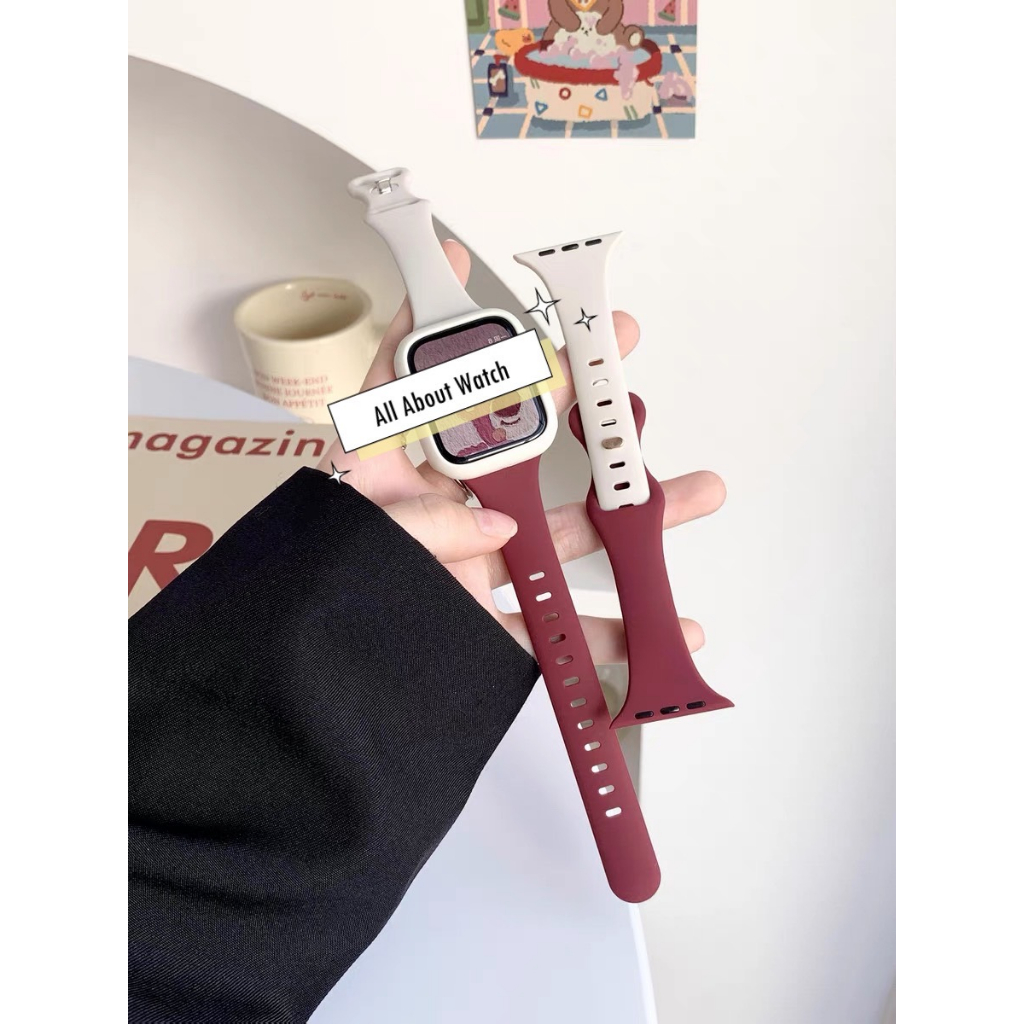 พร้อมส่ง Boxset สายยางเส้นเล็ก 2 สี สลับ 2 โทน ใช้ได้กับ Smart Watch HK9Pro Hellowatch Ultra8Pro X8 