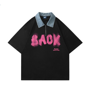 SLURBOYY Back Polo เสื้อโปโล คอซิป ลาย Back (SB0758)