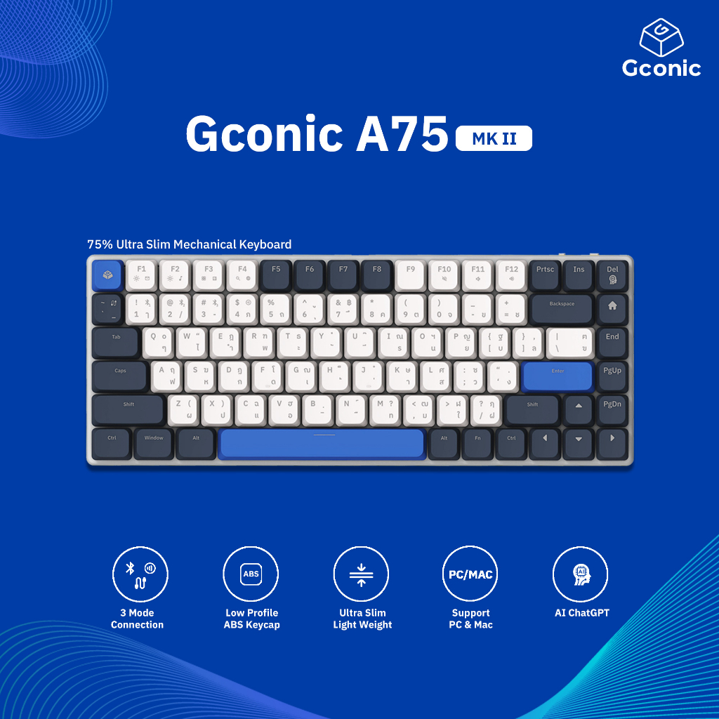 Gconic A75 MK II Ultra Slim Mechanical Keyboard