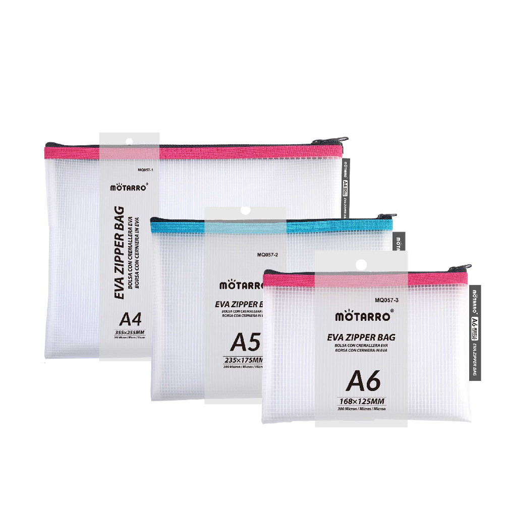 MOTARRO ซองซิปตาข่าย แฟ้มซิป กระเป๋าซิป EVA ใส่เครื่องเขียน เอกสาร อุปกรณ์การเรียน MQ057 มี 5 ขนาด