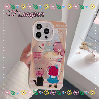 🌈Langton🌸เส้นขอบโปร่งใส iphone 11 14 pro max ป้องกันการหล่นขอบเต็ม การ์ตูน ลูกสุนัข น่ารัก case for iPhone 12 13