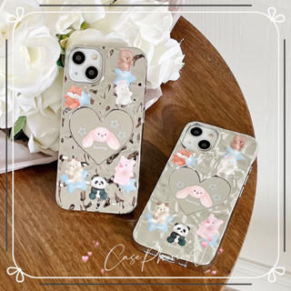 🔥สไตล์ใหม่🔥เคสไอโฟน iphone 11 14 Pro Max รูปหัวใจ สัตว์ขนาดเล็ก แบบกระจก ป้องกันการตก iphone 12 13 Pro Case for iPhone