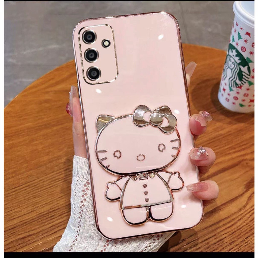 เคส คิตตี้ สำหรับ Samsung A17 A27 A57 A37 A15 A36 A56 S24FE S25FE A55 A35 A25 A14 A25 A34 A54 A05S น่ารัก กระจก ตั้งได้