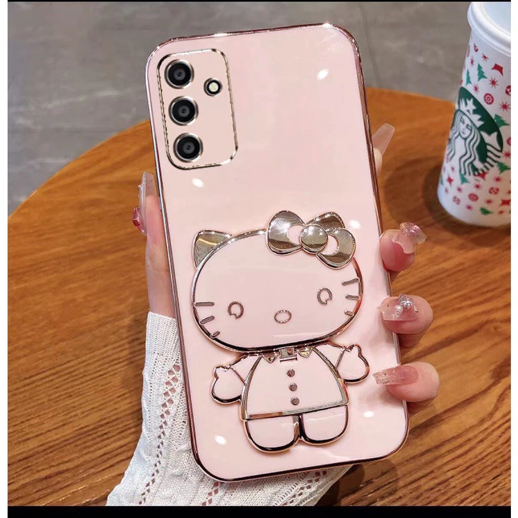 เคส คิตตี้ สำหรับ Samsung A17 A18 A27 A57 A37 A15 A36 A56 S26FE S24FE S25FE A55 A25 A14 A25 A34 A54 A05S กระจก ตั้งได้