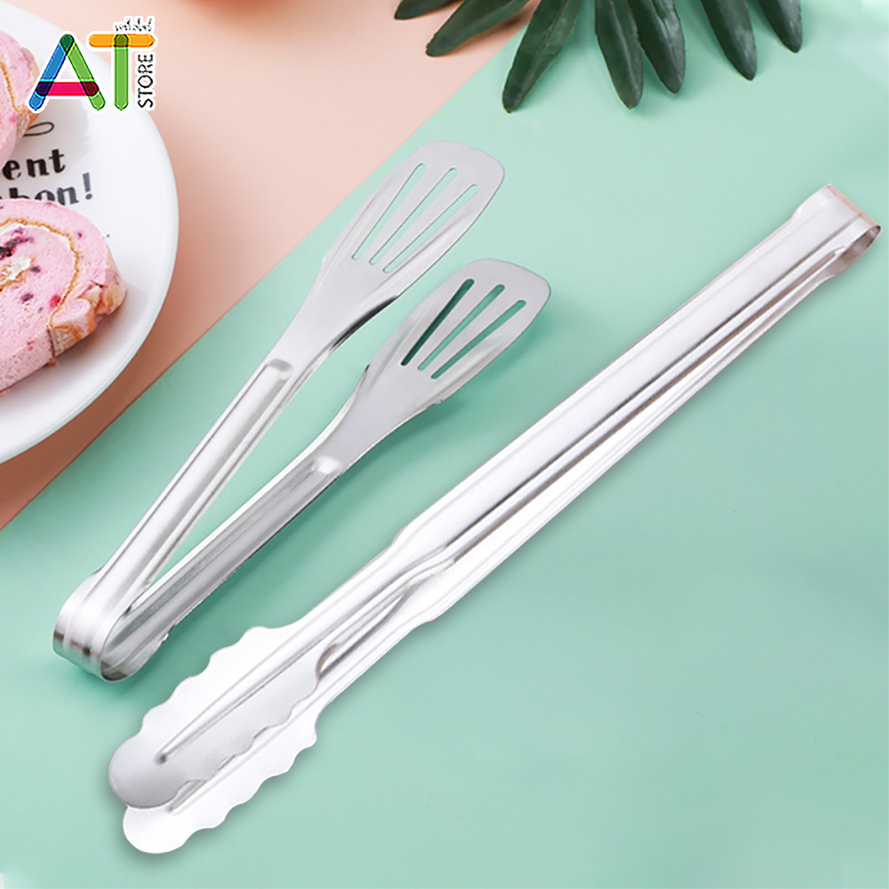 AT.Store ที่คีบอาหารสแตนเลส (มี 2 แบบ) ที่คีบปากแบน ที่คีบหัวใบไม้ ที่คีบอาหาร สแตนเลส