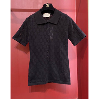 GUCCI G KNIT POLO TOP เสื้อปก โปโล ผ้านิตเนื้อบาง ผ้าเด้ง กุชชี่ เสื้อโปโล