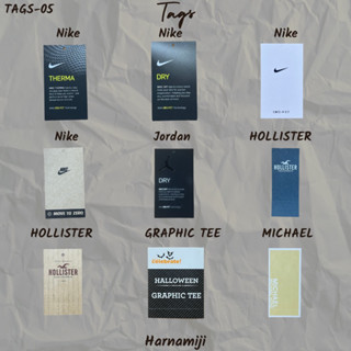 🌟Tags-05🌟 ป้ายห้อย ป้ายกระดาษ Nike,HOLLISTER,GRAPHIC TEE,MICHAEL