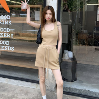 🌶Spice girl 🌶 เสื้อกล้ามสายเดี่ยวและกระโปรง ผ้ายืดนุ่มๆลื่นๆ สวมใส่สบายเสื้อน่ารักๆ สไตล์เกาหลี มี3สี สําหรับผู้หญิง