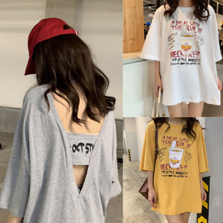 Shein 🔥เสื้อยืดแฟชั่นไซส์ใหญ่ oversize แขนสั้นสไตล์เกาหลี เสื้อผ้าแฟชั่นวัยรุ่นน่ารัก  xxl 2412