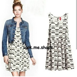 H : White Skull Skater Dress