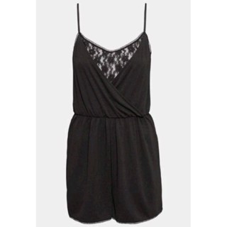 H: Black Short Wrap Romper (จั๊มสูท)