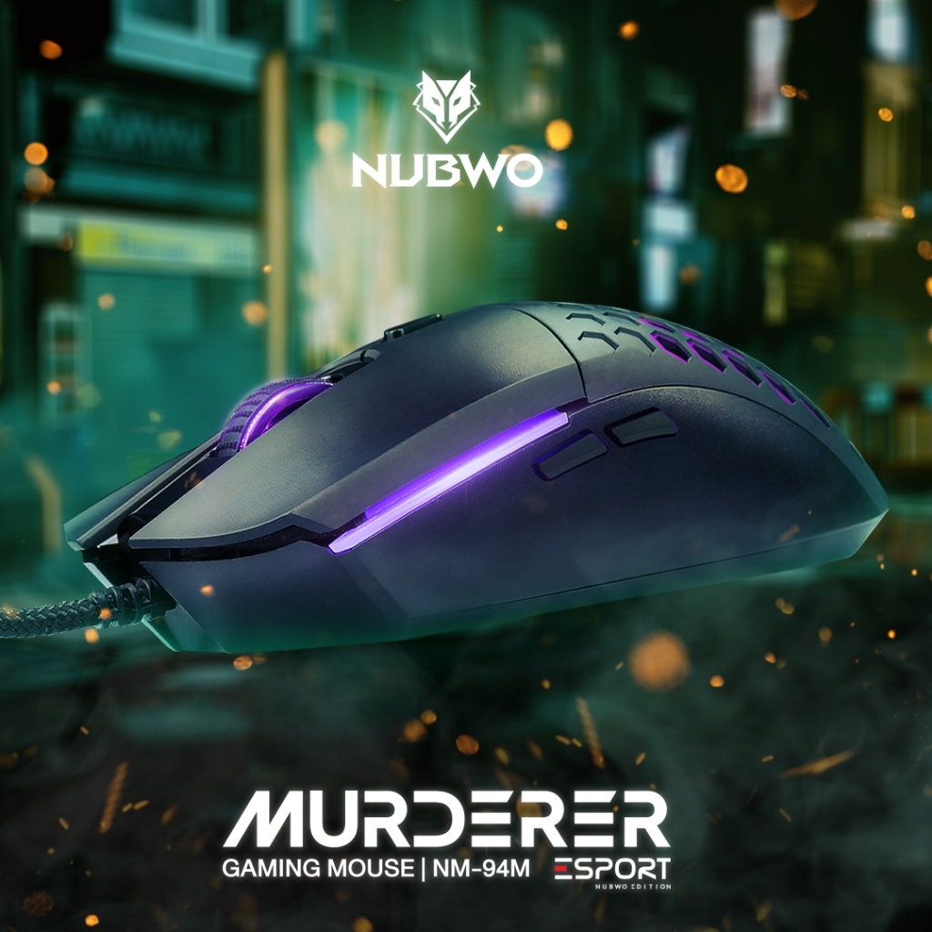 🎮 GAMING NUBWO NM-94M GAMING MOUSE เมาส์เกมมิ่ง มีไฟ RGB MURDERER SILENT Macro เมาส์มาโคร เสียงเงียบ ปรับ DPI 6400 NM094
