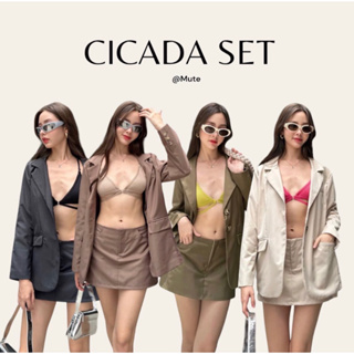 Mute - Cicada set ชุดเซ็ต2ชิ้น เสื้อเบลเซอร์เเขนยาว+กระโปรงมีซับในทั้งตัว เสื้อคลุม