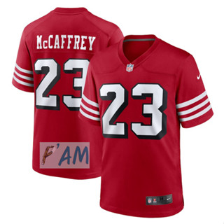 เสื้อแข่งอเมริกันฟุตบอลของแท้ Christian McCaffrey San Francisco 49ers Nike Alternate Game Player Jersey - Scarlet ไซส์ M