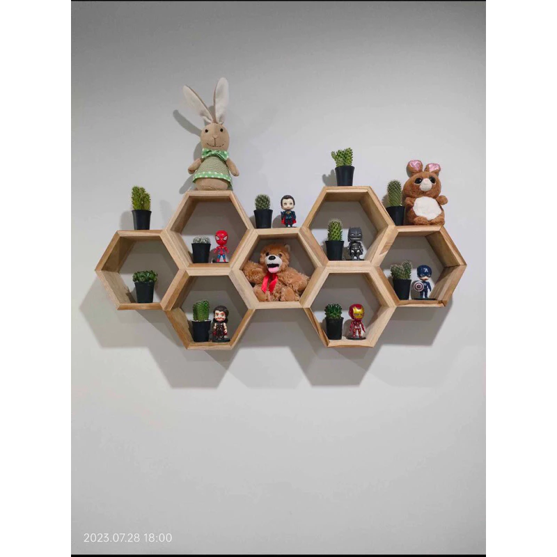 ชุดรังผึ้งDIYแขวนผนัง ไม้สักทอง7ช่อง