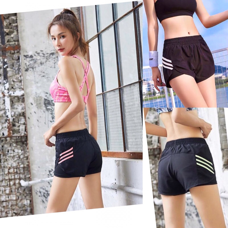 S83 กางเกงขาสั้นออกกำลังกาย มีซับใน เอวยางยืด