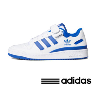 Adidas originals Forum รองเท้าผ้าใบสีน้ำเงินและสีขาวที่ทนต่อการสึกหรอต่ำของแท้ 100%