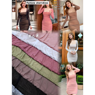 Pantone short dress เดรสแขนยาวผ้ามุ้งซีทรู รุ่นนี้ใส่ได้บ่อย ไม่Outแน่นอน เดรสที่ต้องมีติดตู้เลยค่ะตัวนี้