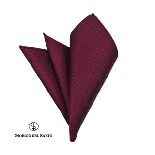 GIORGIO DEL SARTO Silk Red Pocket Square ผ้าเสียบสูทสีแดงไหม 100%Silk