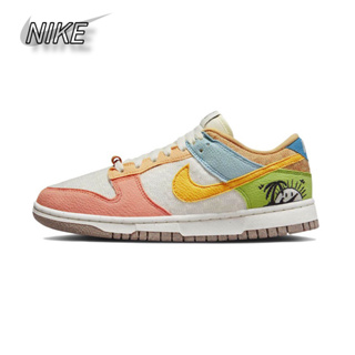 Nike Dunk Low Sun Stick วัสดุรีไซเคิล รองเท้าผ้าใบ สีสันสดใส กันลื่น ของแท้ 100%