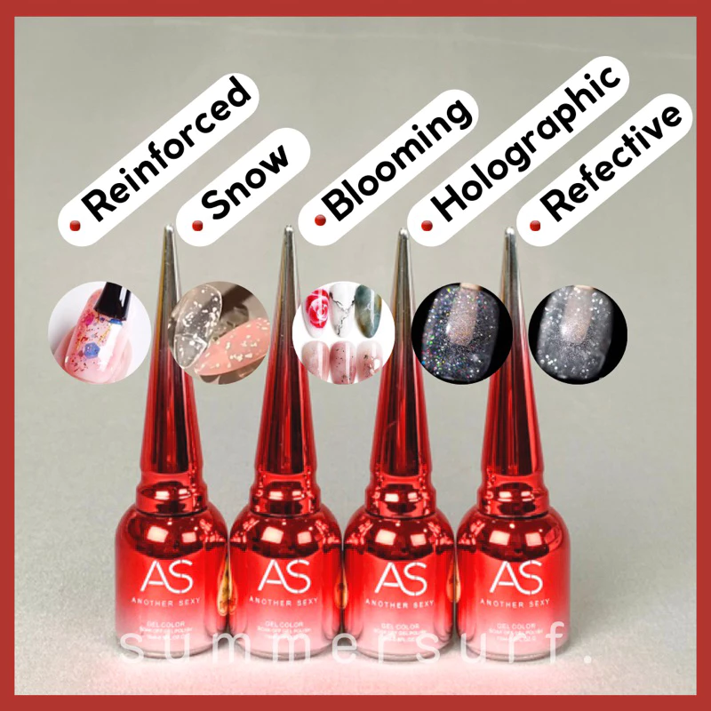 AS ท็อปขวดแดง💅🏻 AS snow / Blooming / Holoสีแฟลชรุ้ง / Reflective สีแฟลชเงิน / Reinforced 15ml พร้อมส่ง
