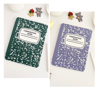 เคสไอเเพดทรงสมุดจดเขียวใบไม้/มันม่วง Composition Book (Case ipad) เคสแท็ปเเล็ต เคสสมุด เคสบาร์บี้ เคสเท่ๆ เคสฮิต