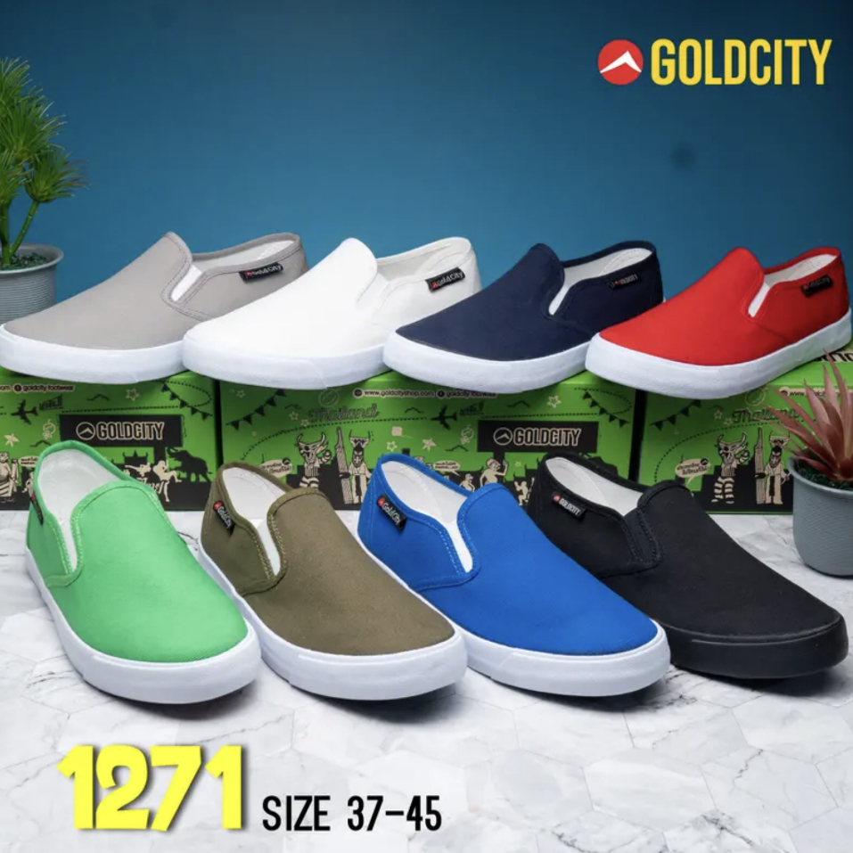 GoldCity-1271(2/2)_มี 10 สี_รองเท้าผ้าใบแบบสวมสลิปออนSize_37-45