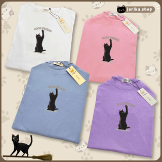 Jarikashop - เสื้อยืดลาย แมวดำ Good Friend ( งานป้าย.. Jarika ) ( จ66 )