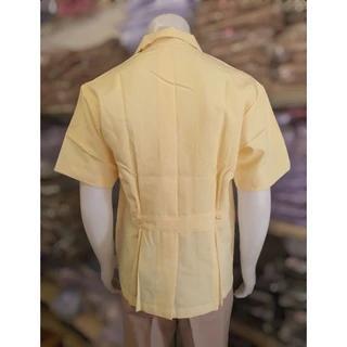 เสื้อสาธารณสุขผู้ชาย สีเหลือง แบบปักตรา เสื้ออนามัย ผู้ช่วยพยาบาล