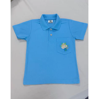 เสื้อโปโลสีฟ้าเด็ก เสื้อวันแม่ ปักดอกมะลิ
