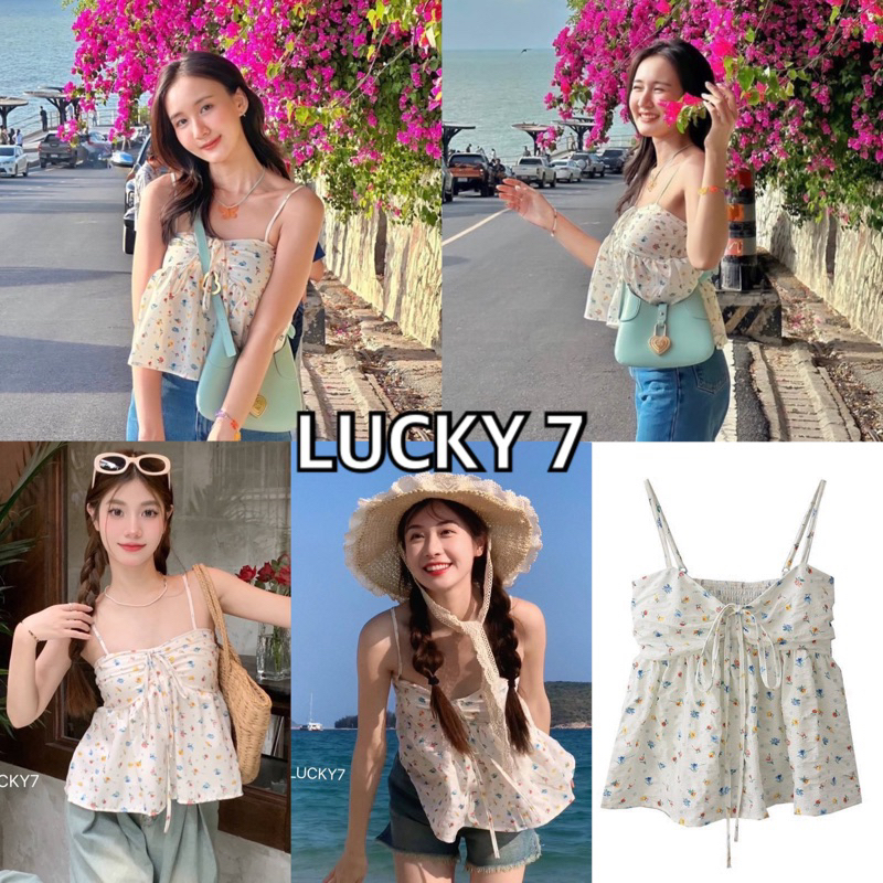 BY IRA  (085-1)Lollie Tank topเสื้อเกาะอกสายเดี่ยวมีสาย ดีเทลใส่เป็นสายคล้องคอก็ได้ คลูสุดๆ☄️