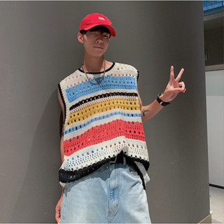 KR978 เสื้อไหมพรมหลากสีแขนกุดเกาหลี หล่อเท่ห์ใส่ไปทะเล หรือว่าใส่เป็นตัวนอกโครตหล่อเท่ห์