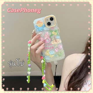 🍑CasePhoneg🍑รุ่นโซ่ ป้องกันการหล่น ขอบเต็ม iPhone 11 14 pro max เคสใส ริ้วรอย ผีเสื้อ สีสัน หวานสวยcase for iPhone 12 13